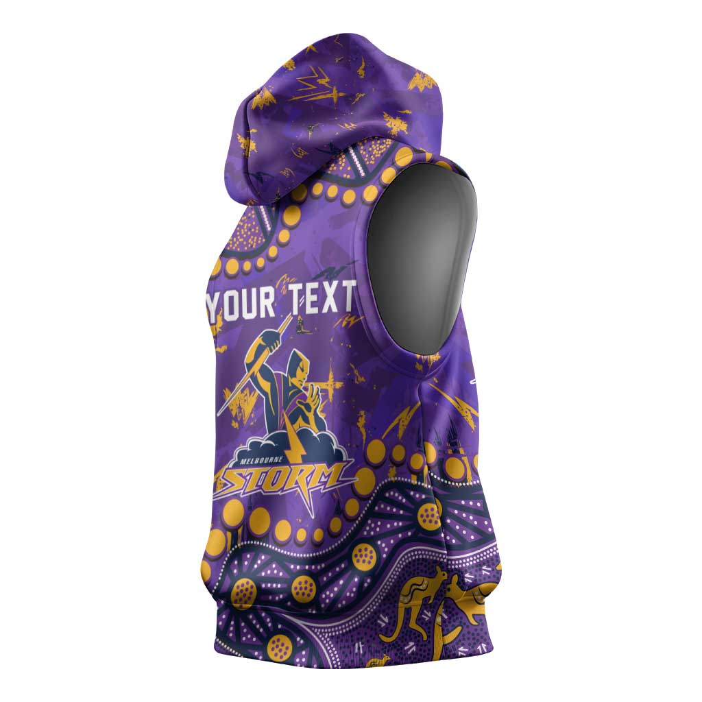 Personalized Melbourne Storm Sleeveless Hoodie Aboriginal Pattern with Graffiti Style Design