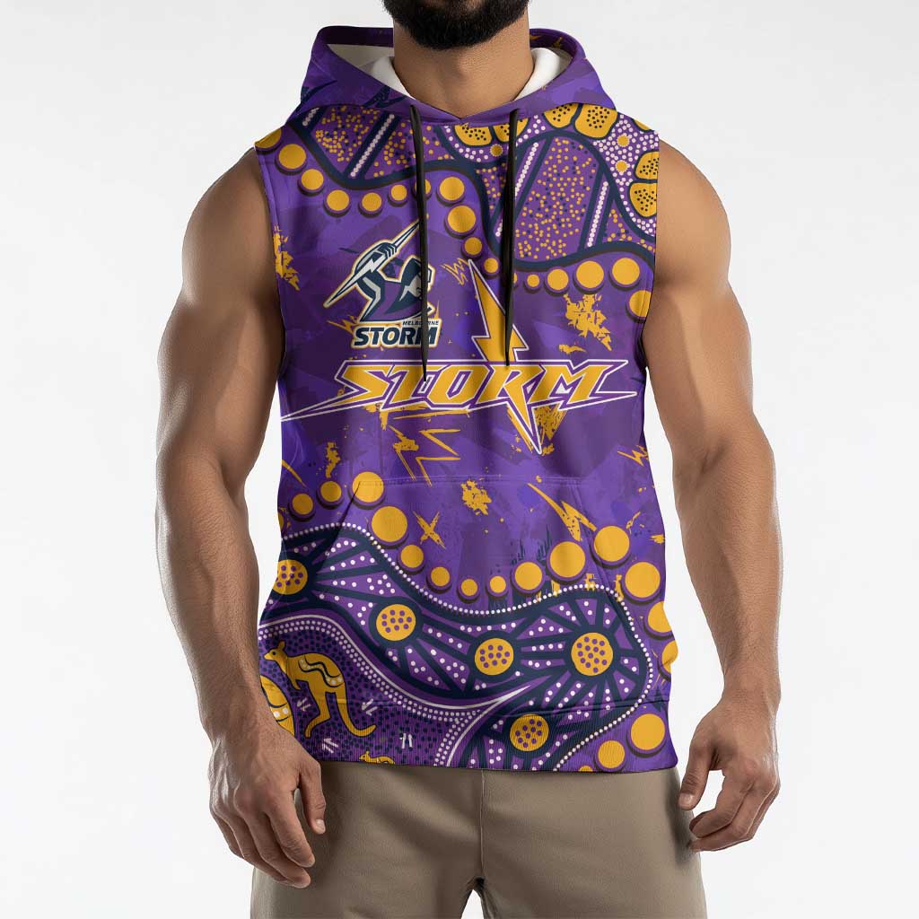 Personalized Melbourne Storm Sleeveless Hoodie Aboriginal Pattern with Graffiti Style Design