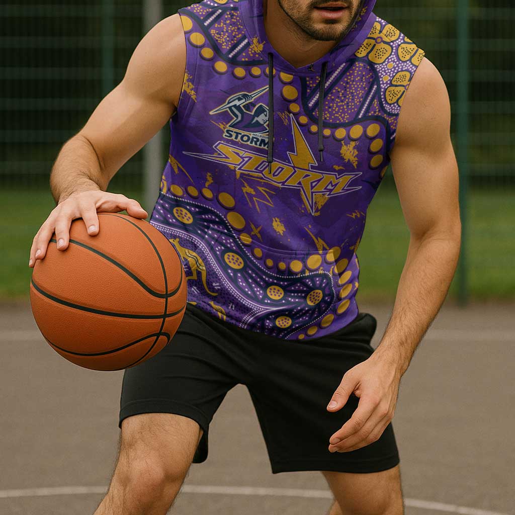 Personalized Melbourne Storm Sleeveless Hoodie Aboriginal Pattern with Graffiti Style Design