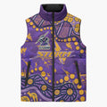 Personalized Melbourne Storm Sleeveless Puffer Jacket Aboriginal Pattern with Graffiti Style Design