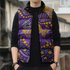 Personalized Melbourne Storm Sleeveless Puffer Jacket Aboriginal Pattern with Graffiti Style Design
