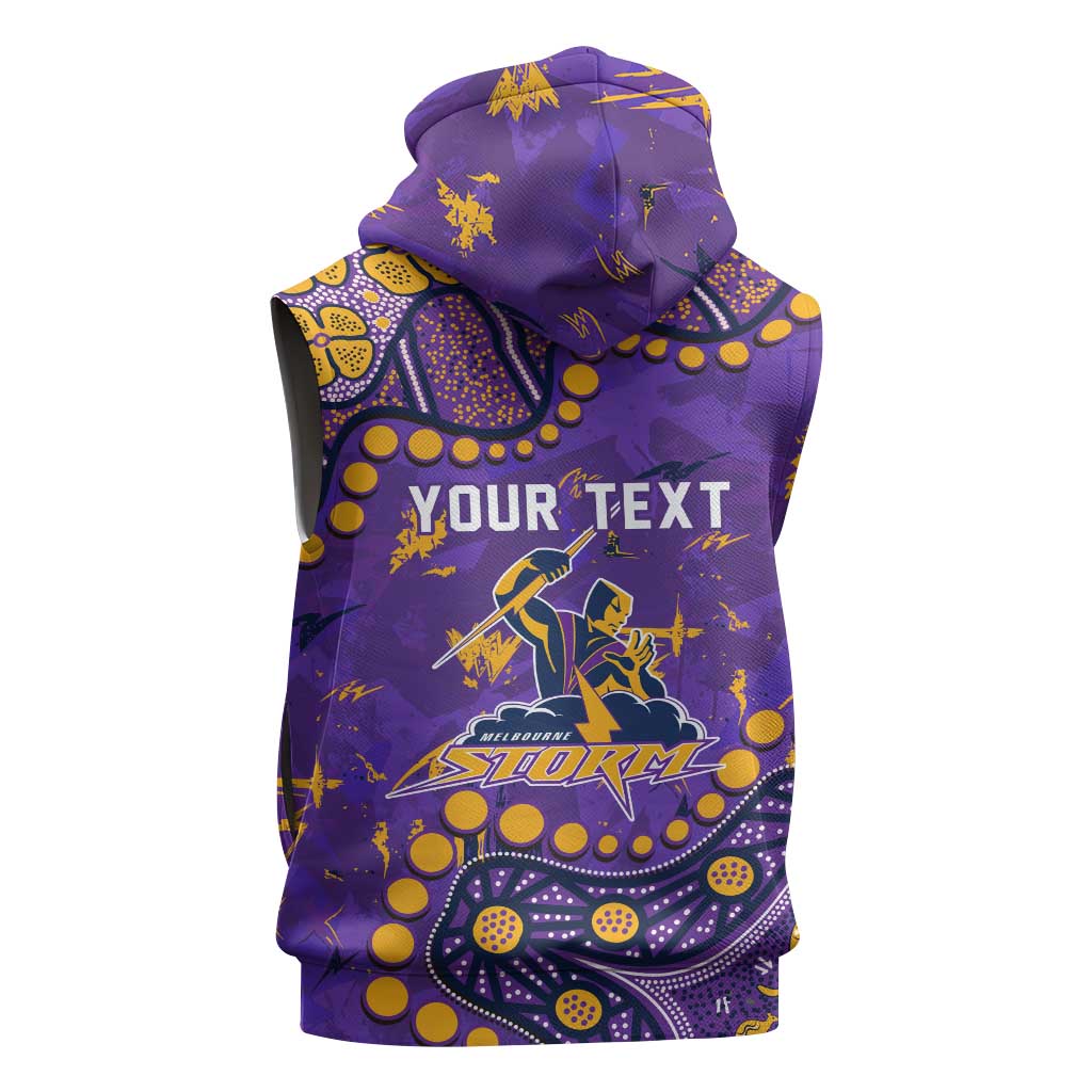 Personalized Melbourne Storm Sleeveless Zip Hoodie Aboriginal Pattern with Graffiti Style Design