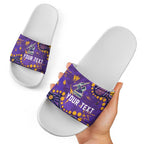 Personalized Melbourne Storm Slide Sandals Aboriginal Pattern with Graffiti Style Design