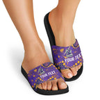 Personalized Melbourne Storm Slide Sandals Aboriginal Pattern with Graffiti Style Design