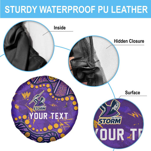 Personalized Melbourne Storm Spare Tire Cover Aboriginal Pattern with Graffiti Style Design