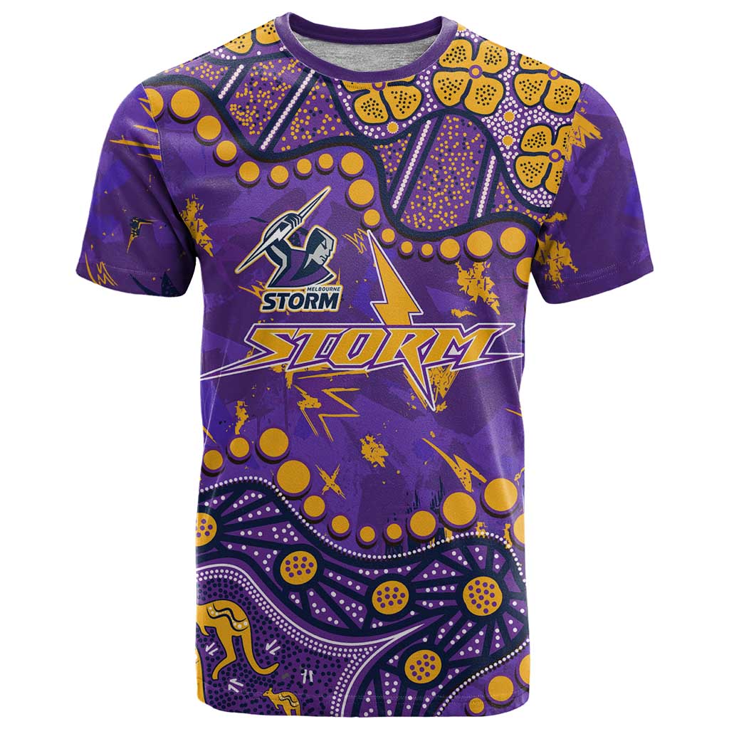 Personalized Melbourne Storm T Shirt Aboriginal Pattern with Graffiti Style Design