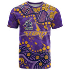 Personalized Melbourne Storm T Shirt Aboriginal Pattern with Graffiti Style Design