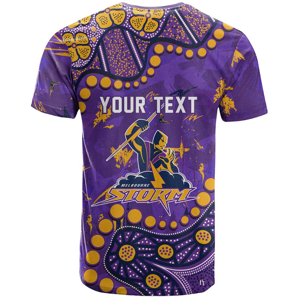 Personalized Melbourne Storm T Shirt Aboriginal Pattern with Graffiti Style Design