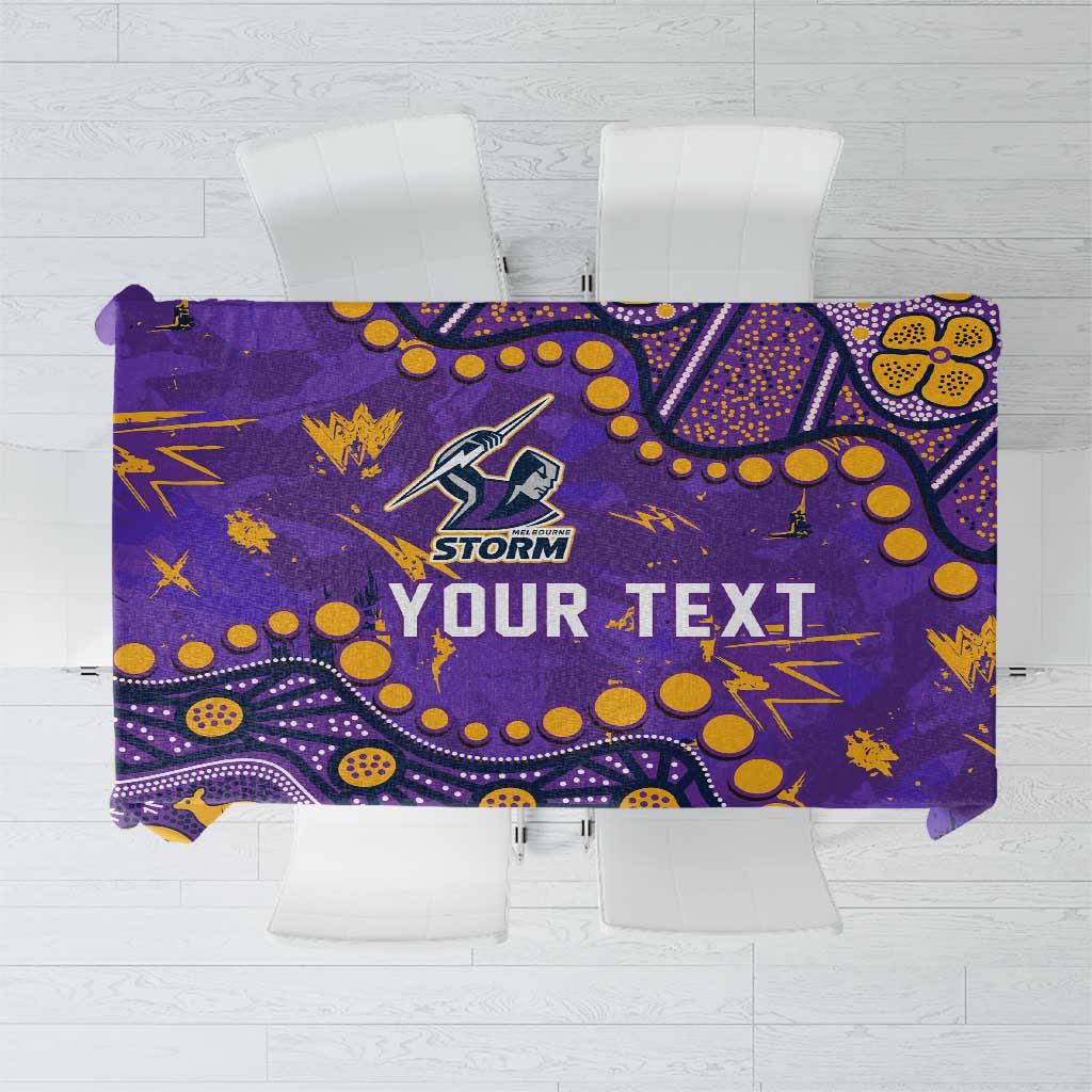 Personalized Melbourne Storm Tablecloth Aboriginal Pattern with Graffiti Style Design