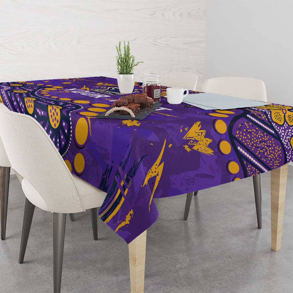 Personalized Melbourne Storm Tablecloth Aboriginal Pattern with Graffiti Style Design
