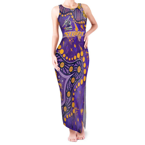 Personalized Melbourne Storm Tank Maxi Dress Aboriginal Pattern with Graffiti Style Design