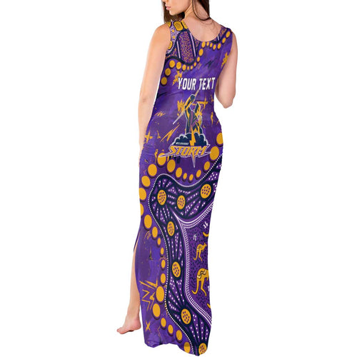 Personalized Melbourne Storm Tank Maxi Dress Aboriginal Pattern with Graffiti Style Design