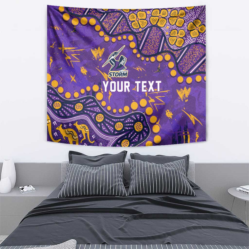 Personalized Melbourne Storm Tapestry Aboriginal Pattern with Graffiti Style Design