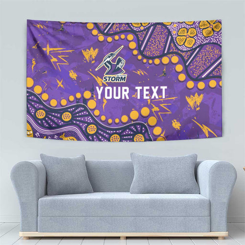 Personalized Melbourne Storm Tapestry Aboriginal Pattern with Graffiti Style Design