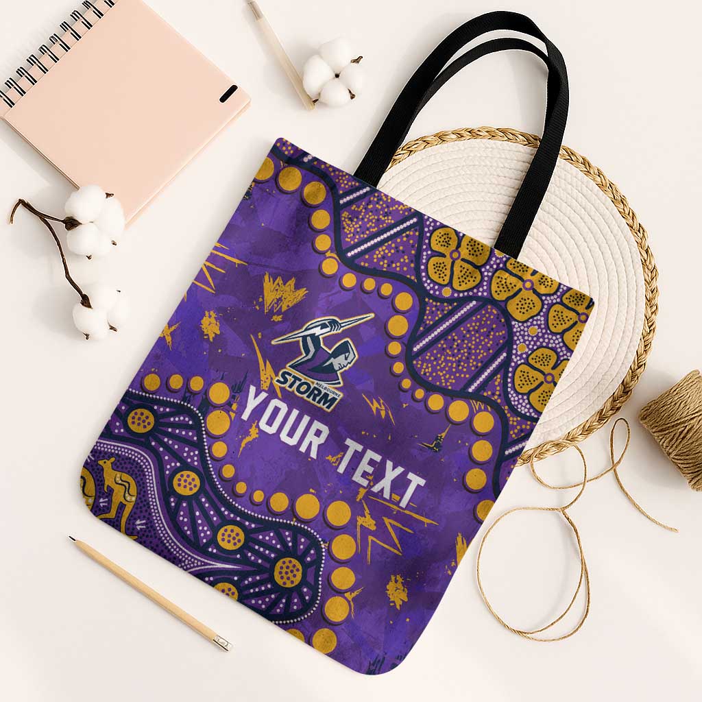 Personalized Melbourne Storm Tote Bag Aboriginal Pattern with Graffiti Style Design