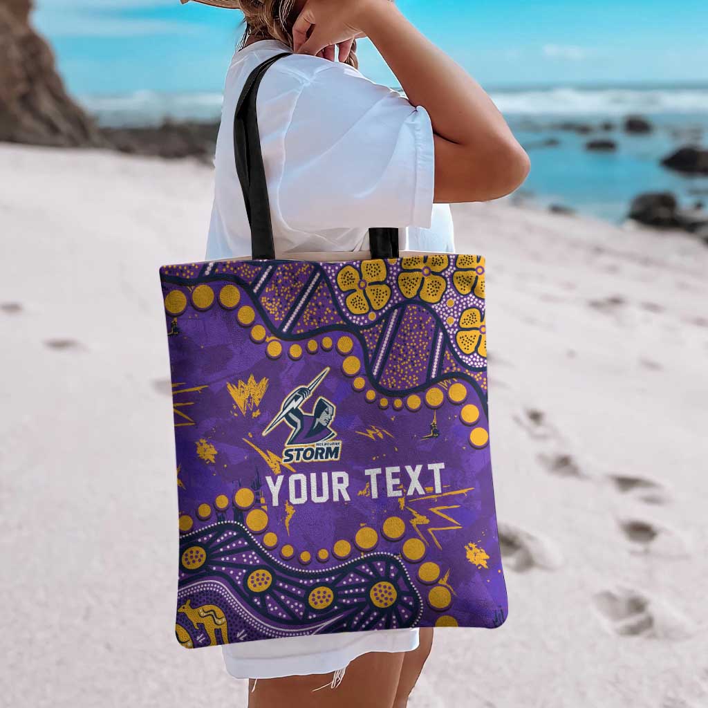 Personalized Melbourne Storm Tote Bag Aboriginal Pattern with Graffiti Style Design