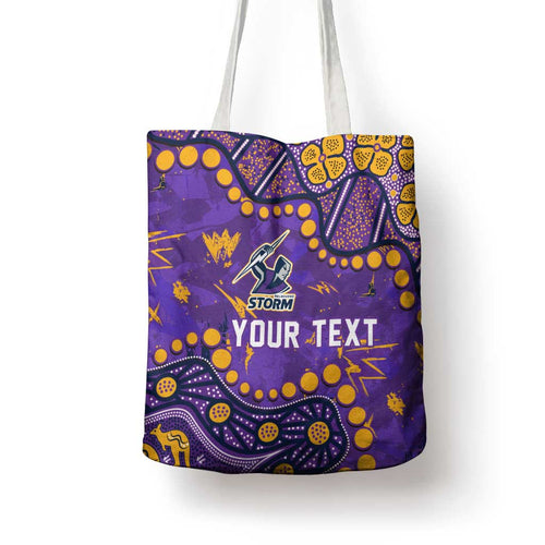 Personalized Melbourne Storm Tote Bag Aboriginal Pattern with Graffiti Style Design