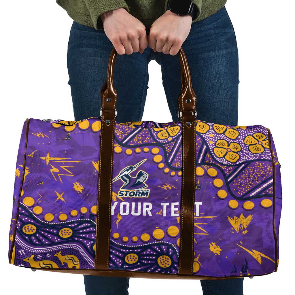 Personalized Melbourne Storm Travel Bag Aboriginal Pattern with Graffiti Style Design
