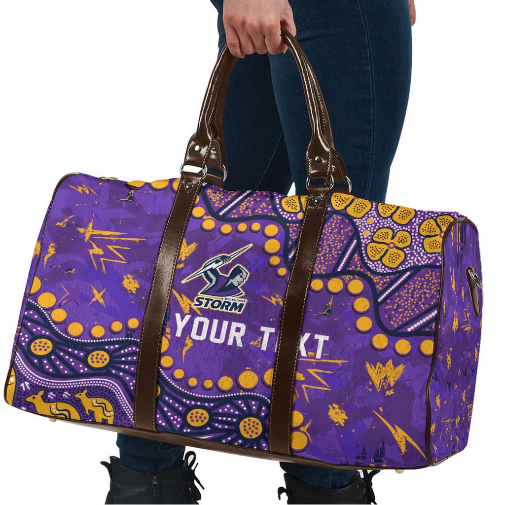Personalized Melbourne Storm Travel Bag Aboriginal Pattern with Graffiti Style Design