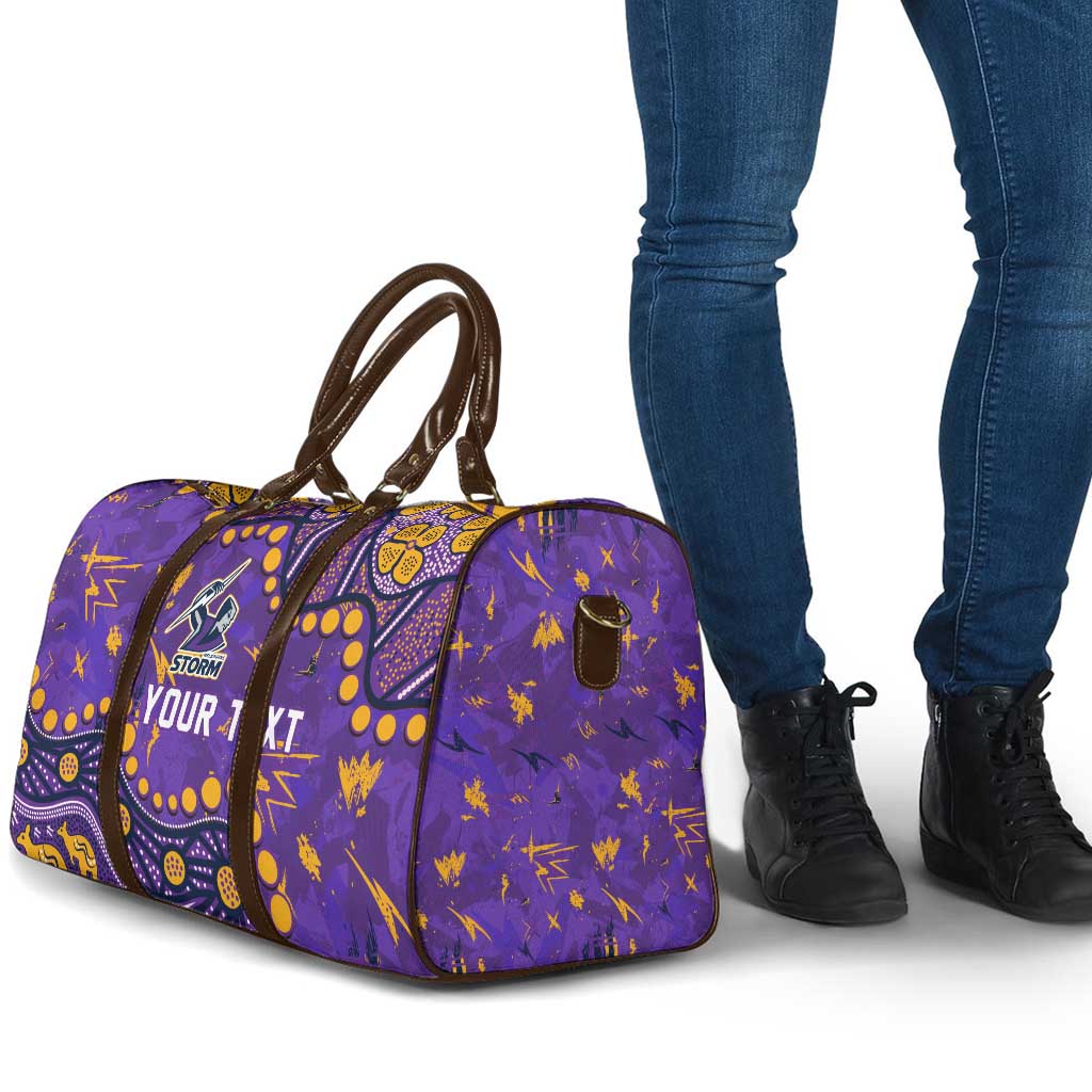 Personalized Melbourne Storm Travel Bag Aboriginal Pattern with Graffiti Style Design