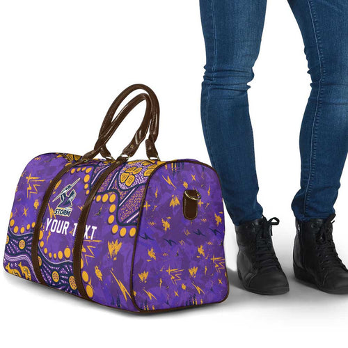 Personalized Melbourne Storm Travel Bag Aboriginal Pattern with Graffiti Style Design