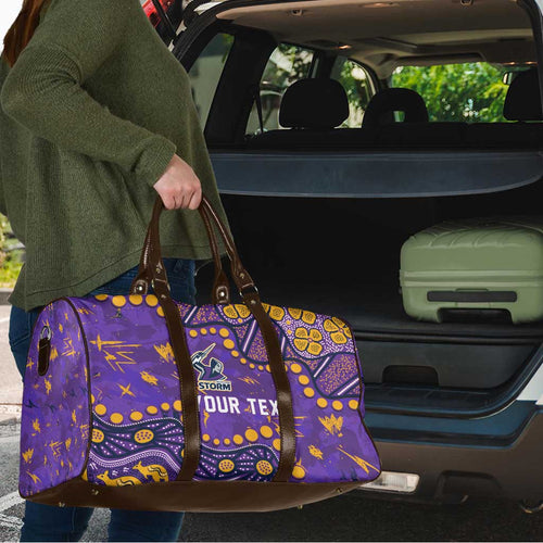 Personalized Melbourne Storm Travel Bag Aboriginal Pattern with Graffiti Style Design