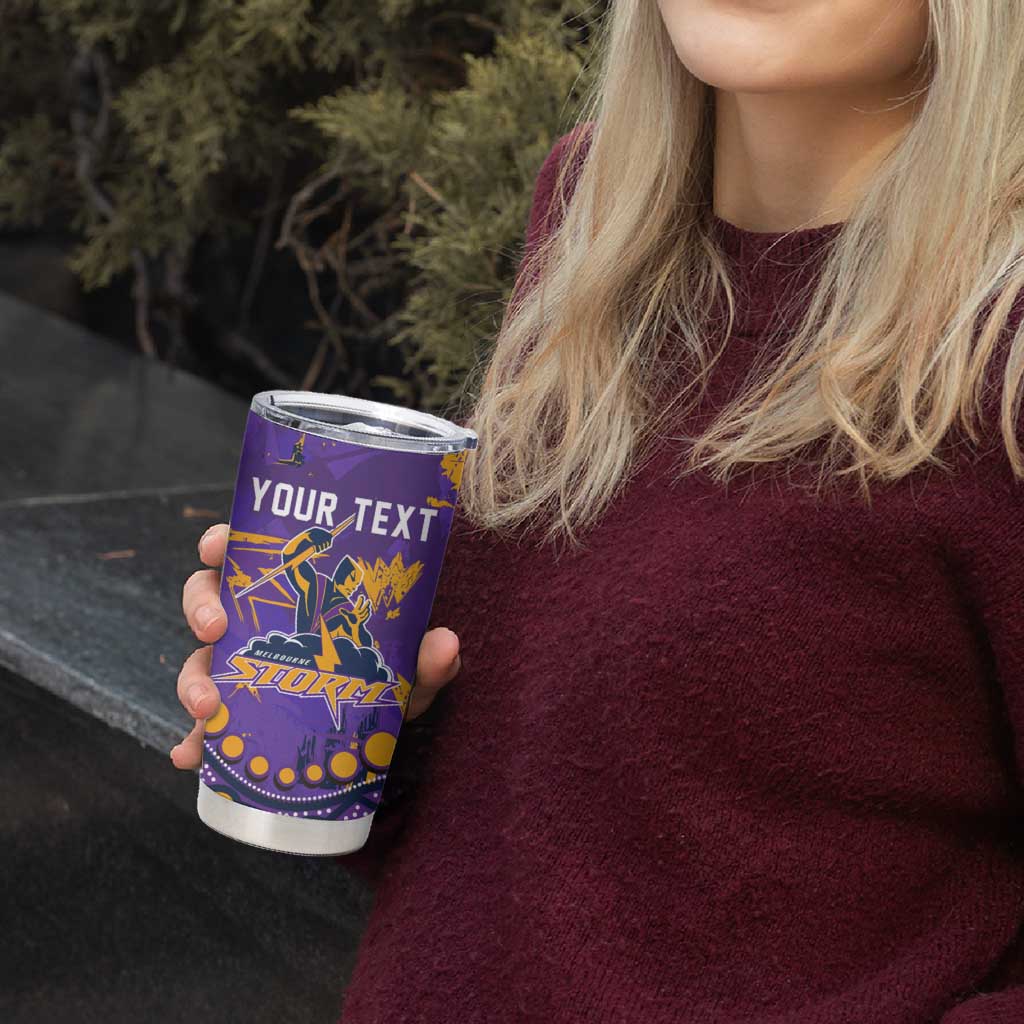Personalized Melbourne Storm Tumbler Cup Aboriginal Pattern with Graffiti Style Design