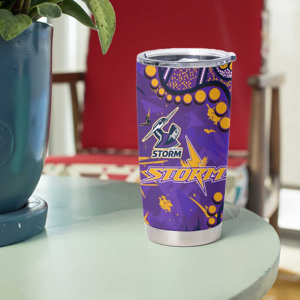 Personalized Melbourne Storm Tumbler Cup Aboriginal Pattern with Graffiti Style Design