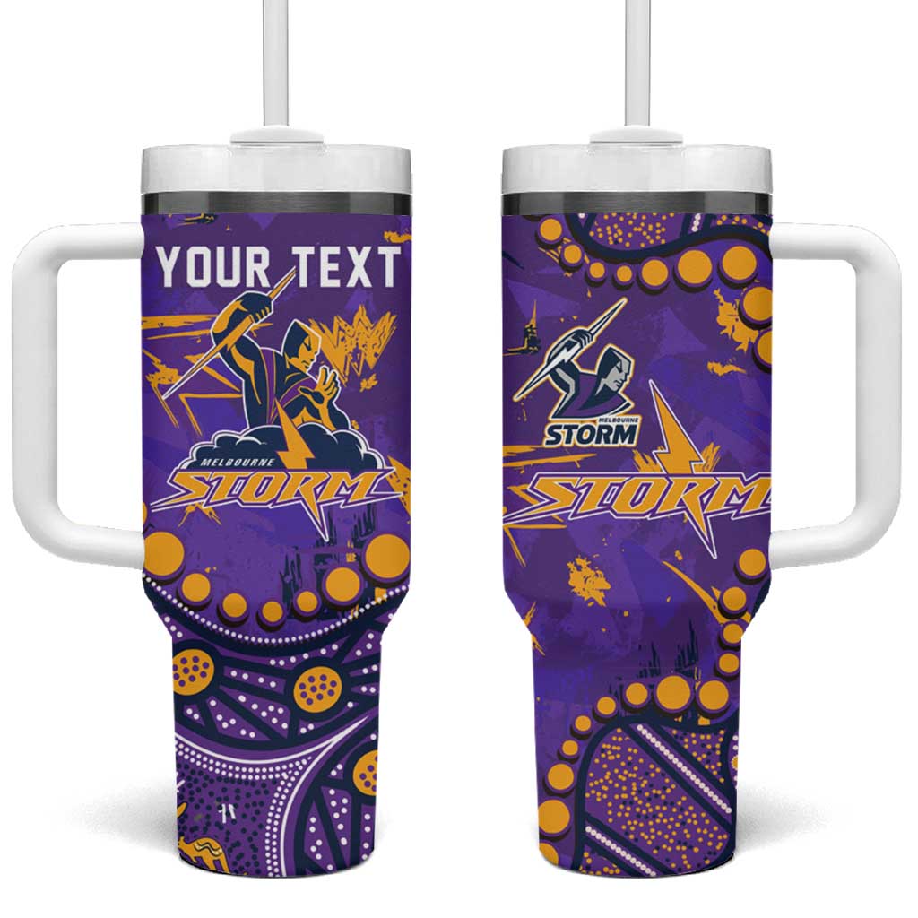 Personalized Melbourne Storm Tumbler With Handle Aboriginal Pattern with Graffiti Style Design