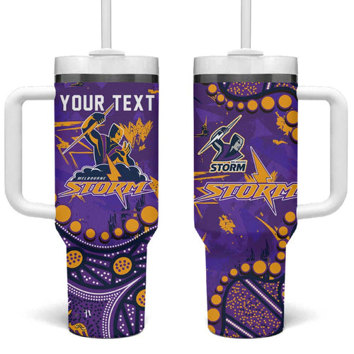 Personalized Melbourne Storm Tumbler With Handle Aboriginal Pattern with Graffiti Style Design
