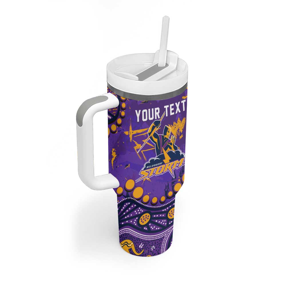 Personalized Melbourne Storm Tumbler With Handle Aboriginal Pattern with Graffiti Style Design