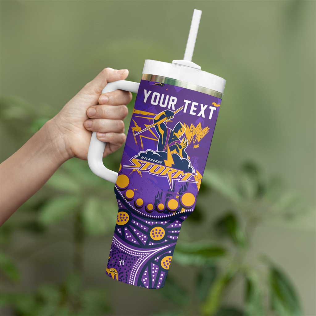 Personalized Melbourne Storm Tumbler With Handle Aboriginal Pattern with Graffiti Style Design
