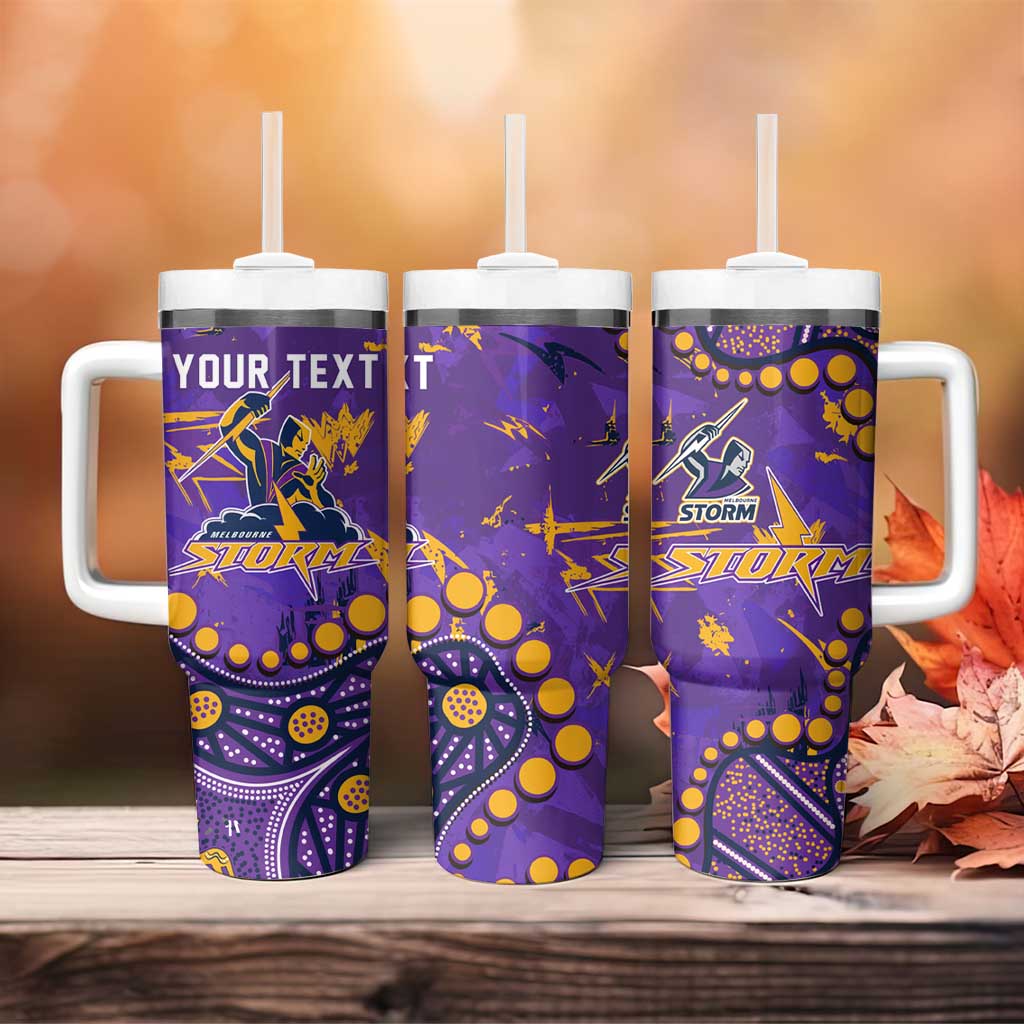 Personalized Melbourne Storm Tumbler With Handle Aboriginal Pattern with Graffiti Style Design