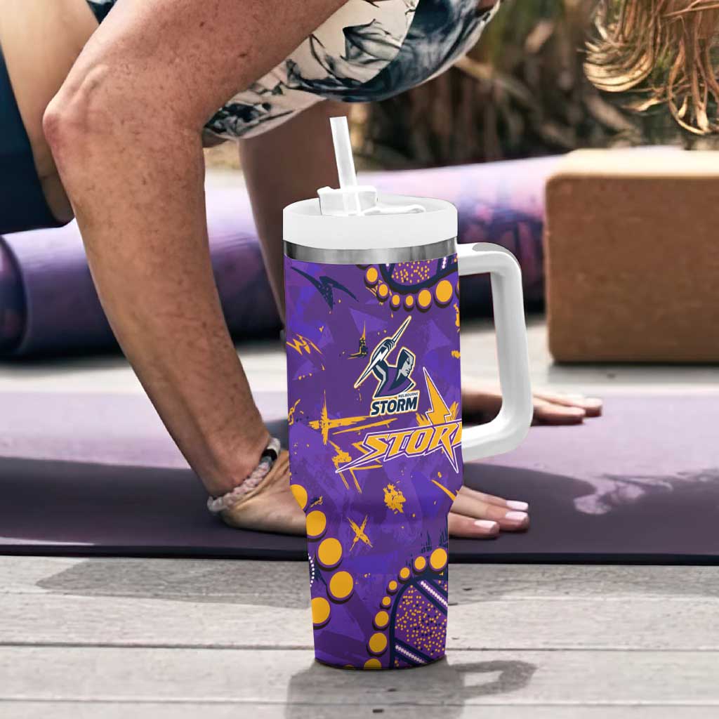 Personalized Melbourne Storm Tumbler With Handle Aboriginal Pattern with Graffiti Style Design