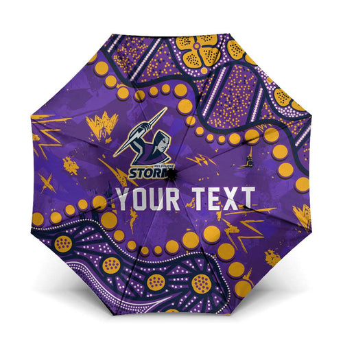 Personalized Melbourne Storm Umbrella Aboriginal Pattern with Graffiti Style Design