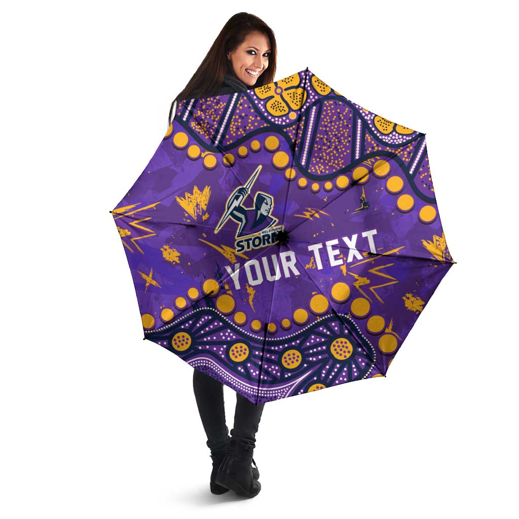 Personalized Melbourne Storm Umbrella Aboriginal Pattern with Graffiti Style Design