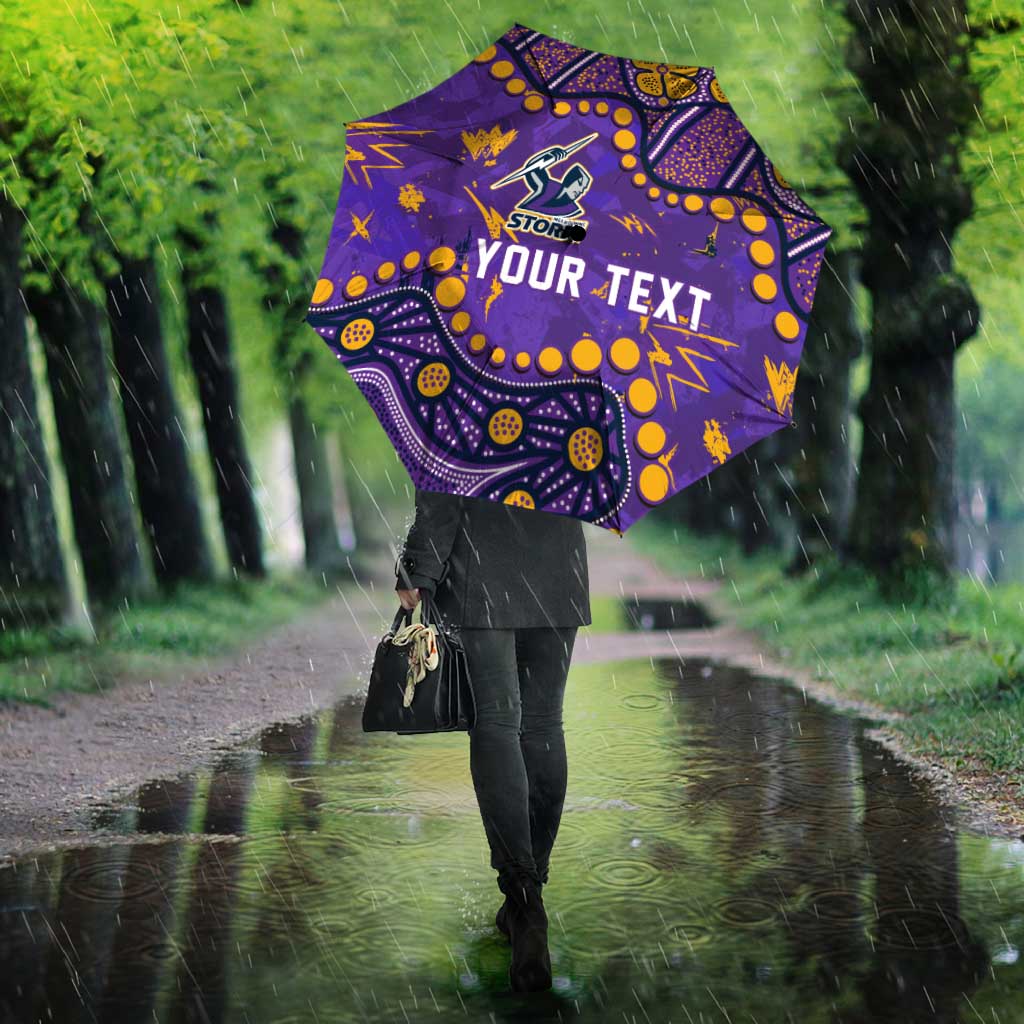 Personalized Melbourne Storm Umbrella Aboriginal Pattern with Graffiti Style Design