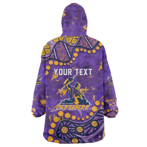 Personalized Melbourne Storm Wearable Blanket Hoodie Aboriginal Pattern with Graffiti Style Design