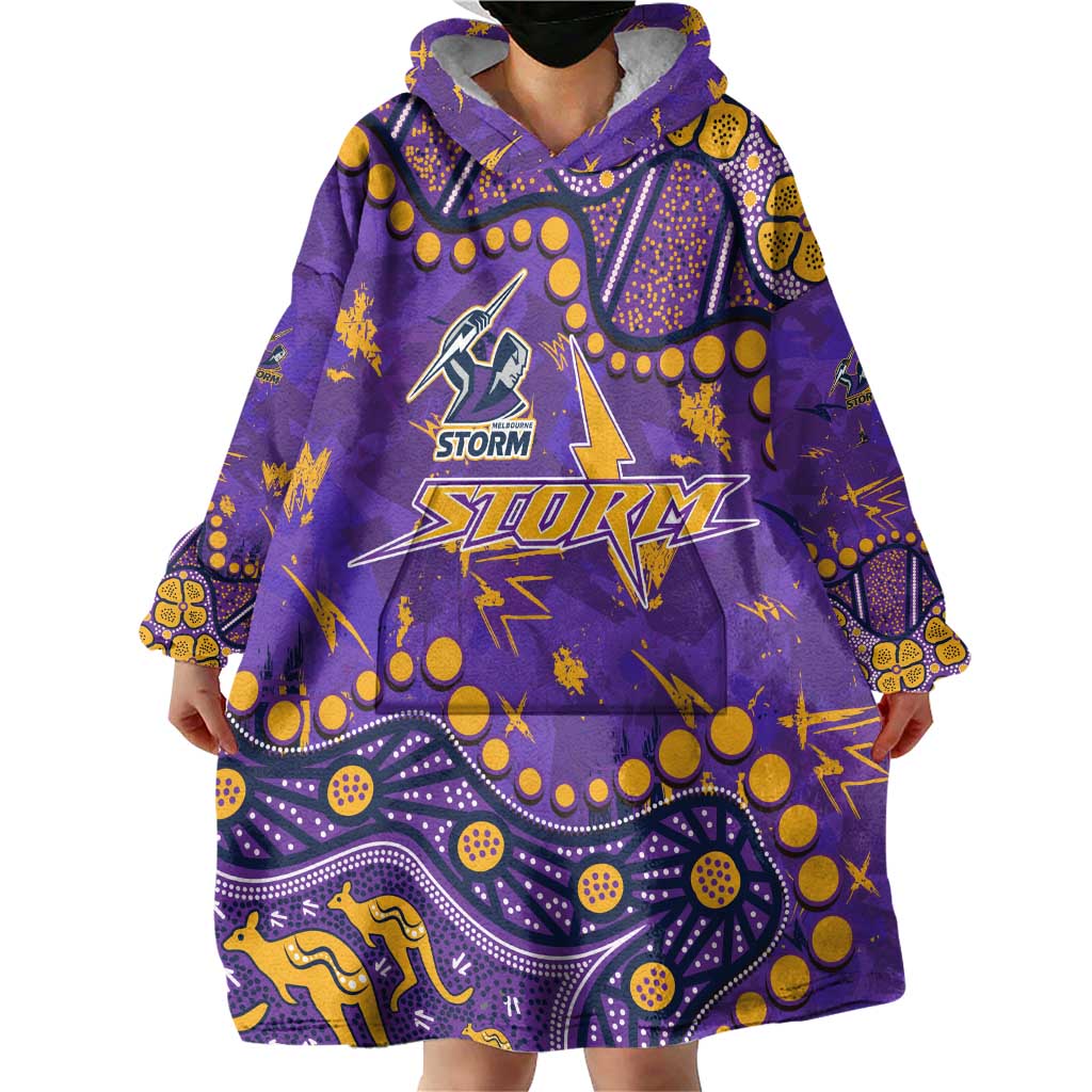 Personalized Melbourne Storm Wearable Blanket Hoodie Aboriginal Pattern with Graffiti Style Design