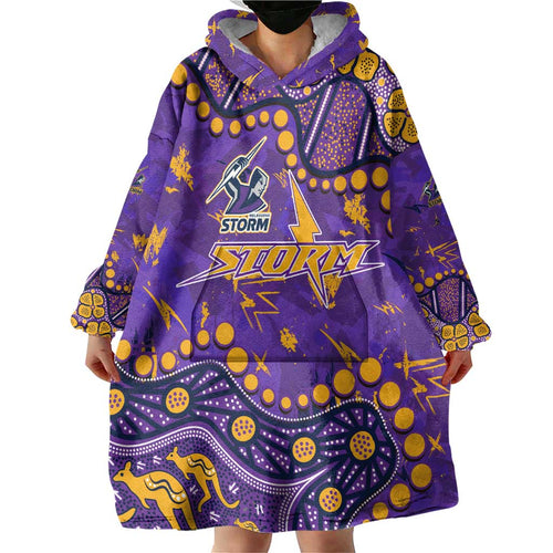 Personalized Melbourne Storm Wearable Blanket Hoodie Aboriginal Pattern with Graffiti Style Design
