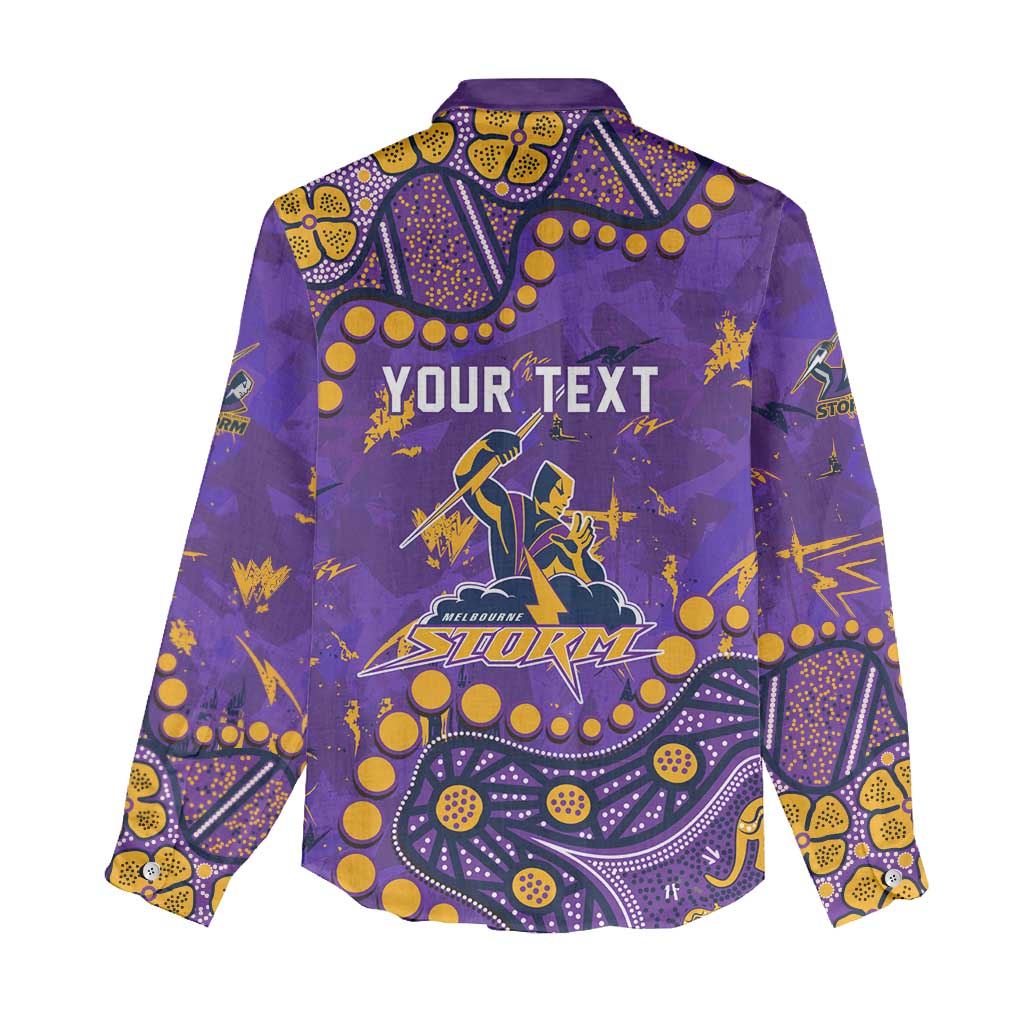 Personalized Melbourne Storm Women Casual Shirt Aboriginal Pattern with Graffiti Style Design