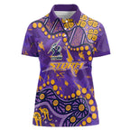 Personalized Melbourne Storm Women Polo Shirt Aboriginal Pattern with Graffiti Style Design