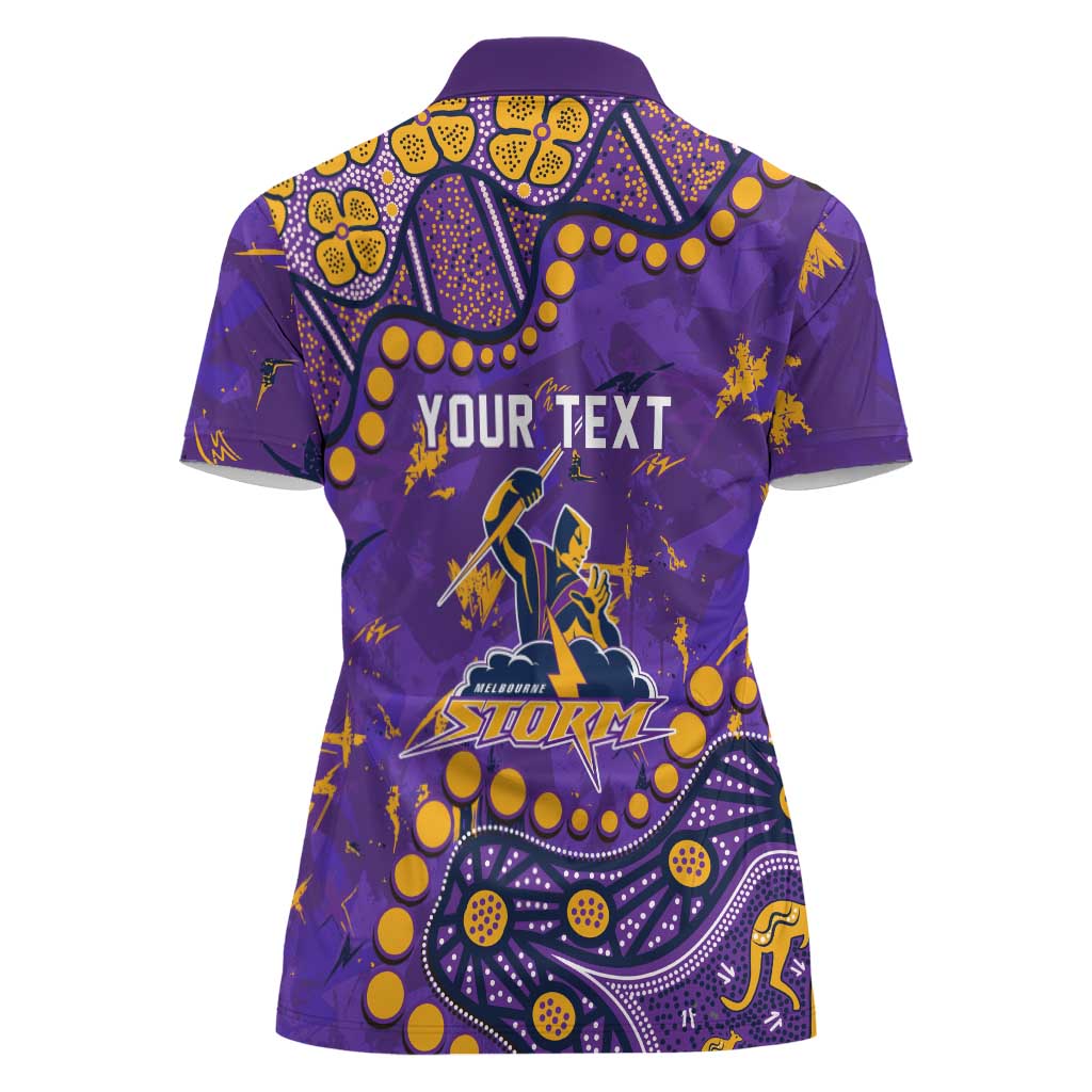 Personalized Melbourne Storm Women Polo Shirt Aboriginal Pattern with Graffiti Style Design