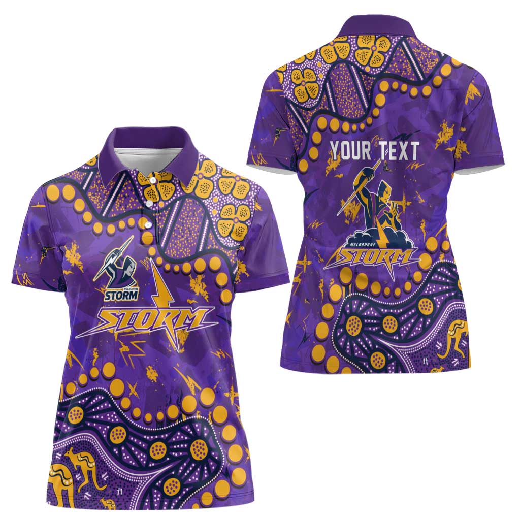 Personalized Melbourne Storm Women Polo Shirt Aboriginal Pattern with Graffiti Style Design