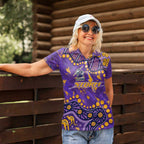 Personalized Melbourne Storm Women Polo Shirt Aboriginal Pattern with Graffiti Style Design