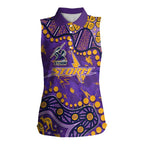 Personalized Melbourne Storm Women Sleeveless Polo Shirt Aboriginal Pattern with Graffiti Style Design