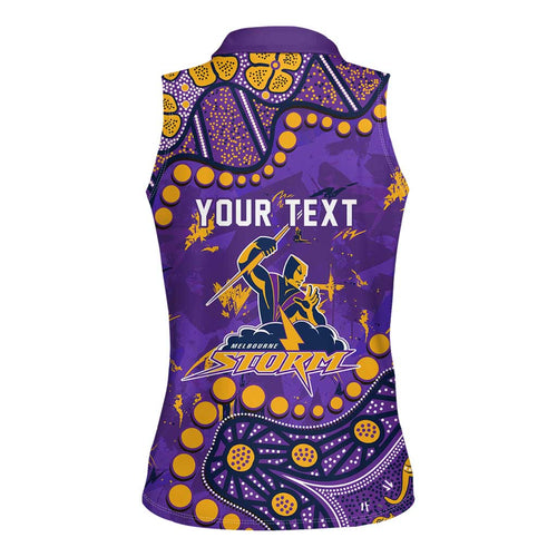 Personalized Melbourne Storm Women Sleeveless Polo Shirt Aboriginal Pattern with Graffiti Style Design