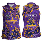 Personalized Melbourne Storm Women Sleeveless Polo Shirt Aboriginal Pattern with Graffiti Style Design