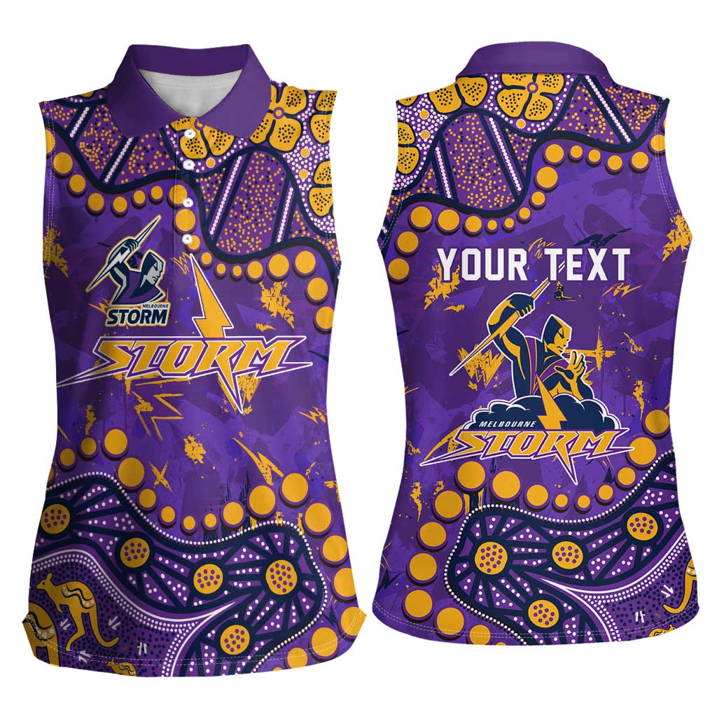 Personalized Melbourne Storm Women Sleeveless Polo Shirt Aboriginal Pattern with Graffiti Style Design