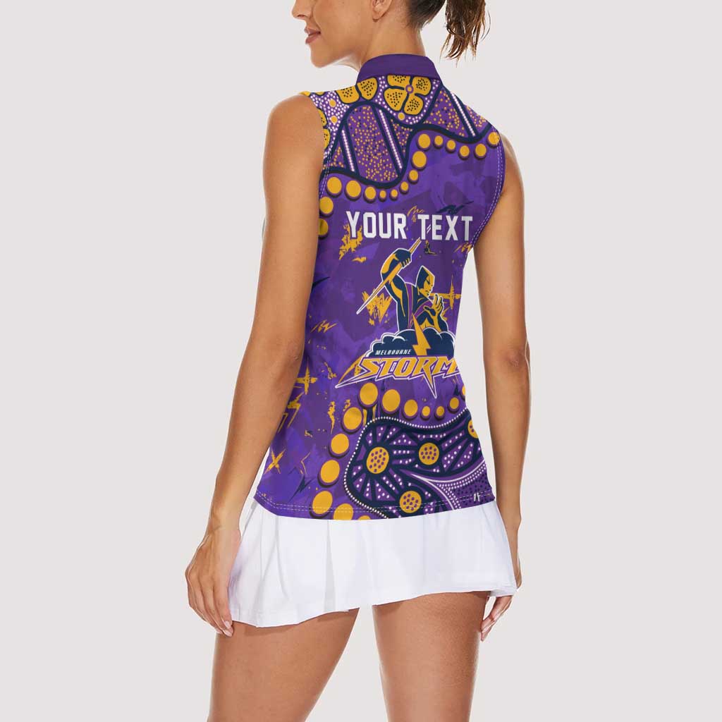 Personalized Melbourne Storm Women Sleeveless Polo Shirt Aboriginal Pattern with Graffiti Style Design